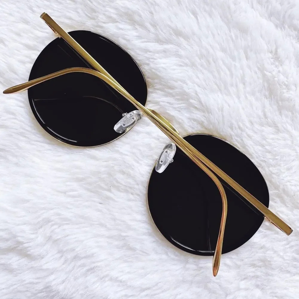 Dean Black w/ Gold Rim Round Sunglasses